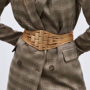 Zara woven gold chain belt NWT